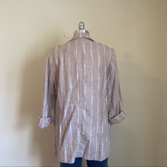 Drew Khaki Striped Linen Blazer - Picture 3 of 5